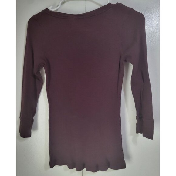 OLD NAVY SZ Small Fitted Rib Knit Henley y2k skater grunge burgundy FLAW - Picture 4 of 10
